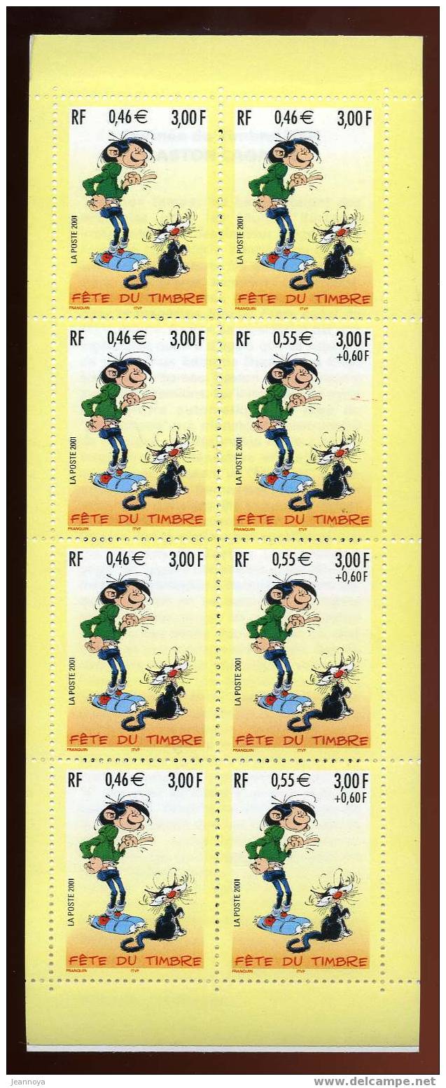 FRANCE - CARNET FÊTE DU TIMBRE 2001,GASTON LAGAFFE, INSCRIPTIONS ABSENTES SUR COUVERTURE - LUXE ET RARE - Libretti