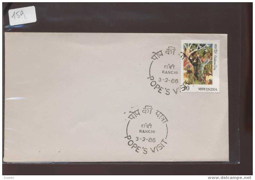 Mi159 Watermarks Marcophilie India Ranchi 1986 Pope´s Visit - Religión