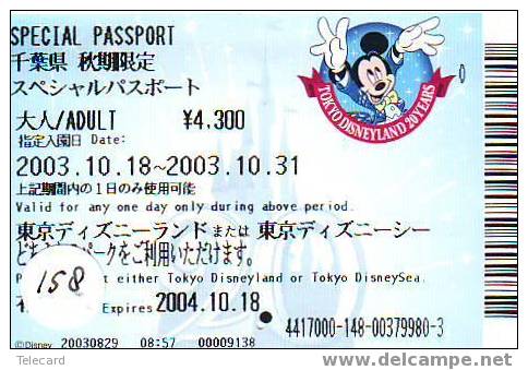 Disney Passport Entreecard TOKYO DISNEYLAND Passport (158) - Disney