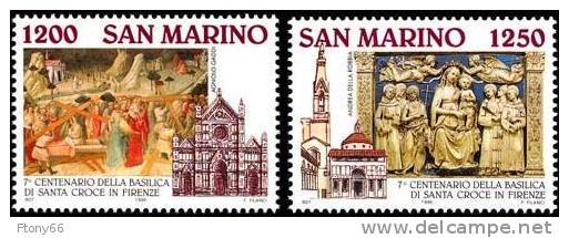 1995 San Marino 2 Minifogli / Minisheets "Basilica Santa Croce Firenze" - Sassone Nn. 1452/1453 MNH** - Blocks & Sheetlets