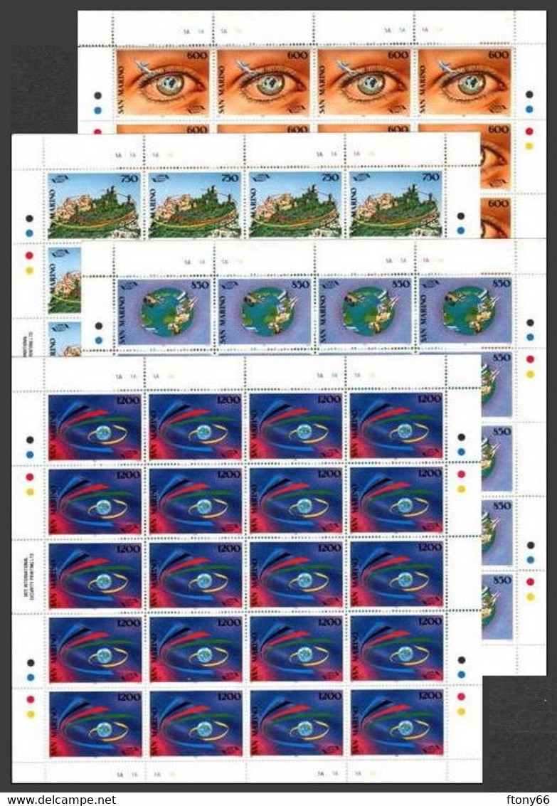 1995 San Marino - 4 Minifogli / Minisheets "Organizzazione Mondiale Turismo" MNH** - Hojas Bloque