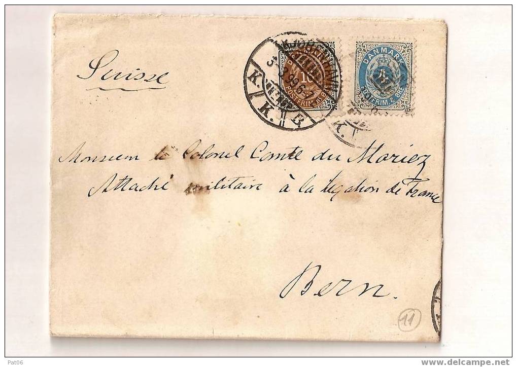 DANEMARK 1899, Yv 23 + 26 S/L DE KJOBENHAVN POUR LA SUISSE - Briefe U. Dokumente