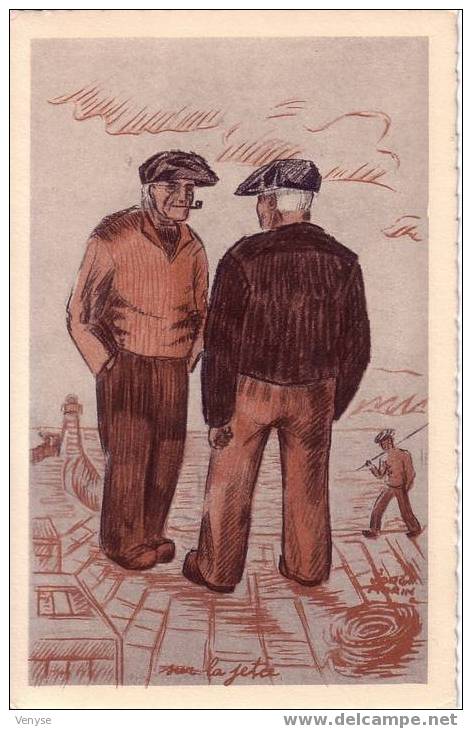 Pêcheurs Sur La Jetée, Par Illustrateur JORGE MORIN - Morin, J.