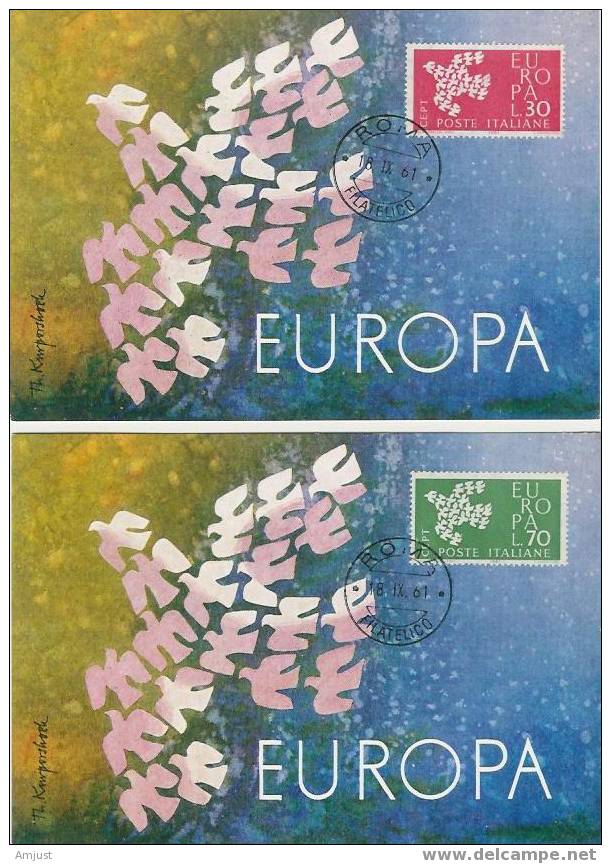 Europa 1961  Carte Maximum (Italie) 2 Cartes - 1961
