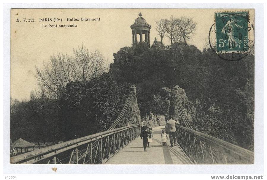E V 352  -  PARIS  (19°) -  Buttes Chaumont  -  Le Pont Suspendu - Arrondissement: 19