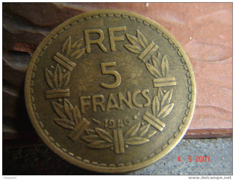 5 FRANCS 1946 TYPE LAVRILLIER - BRONZE ALUMINIUM - Autres & Non Classés