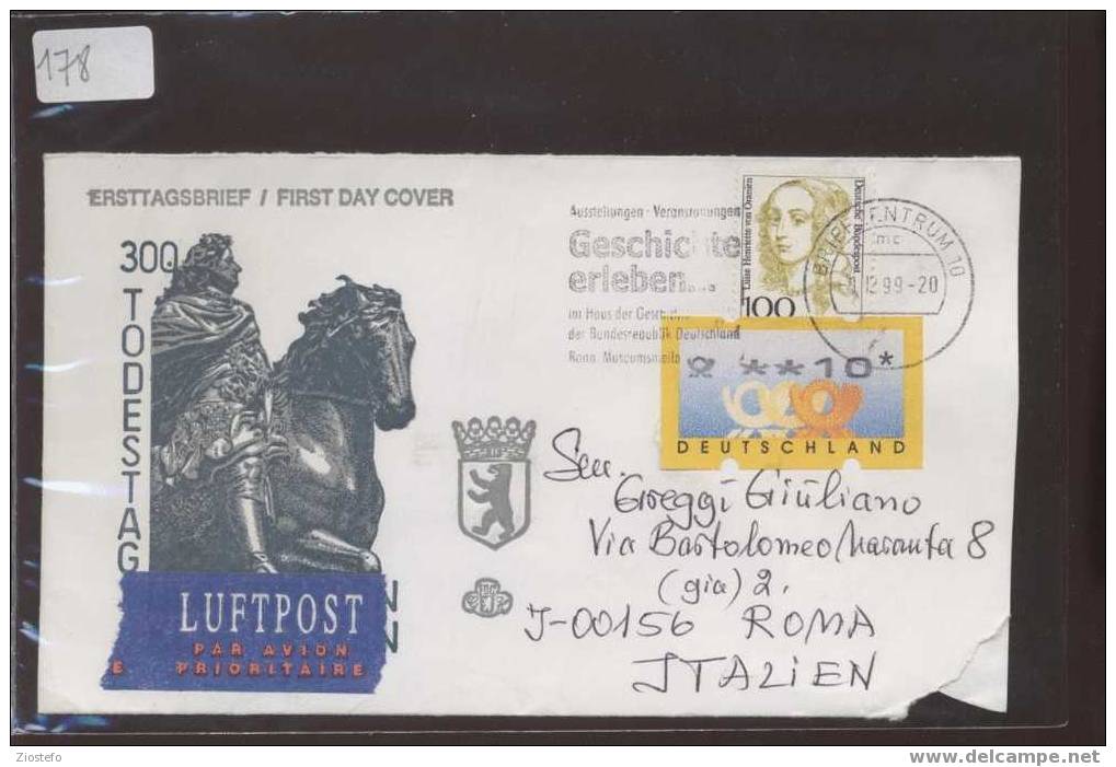 Mi178 Germania Fdc Par Avion Luftpost 1999 - Automatenmarken [ATM]