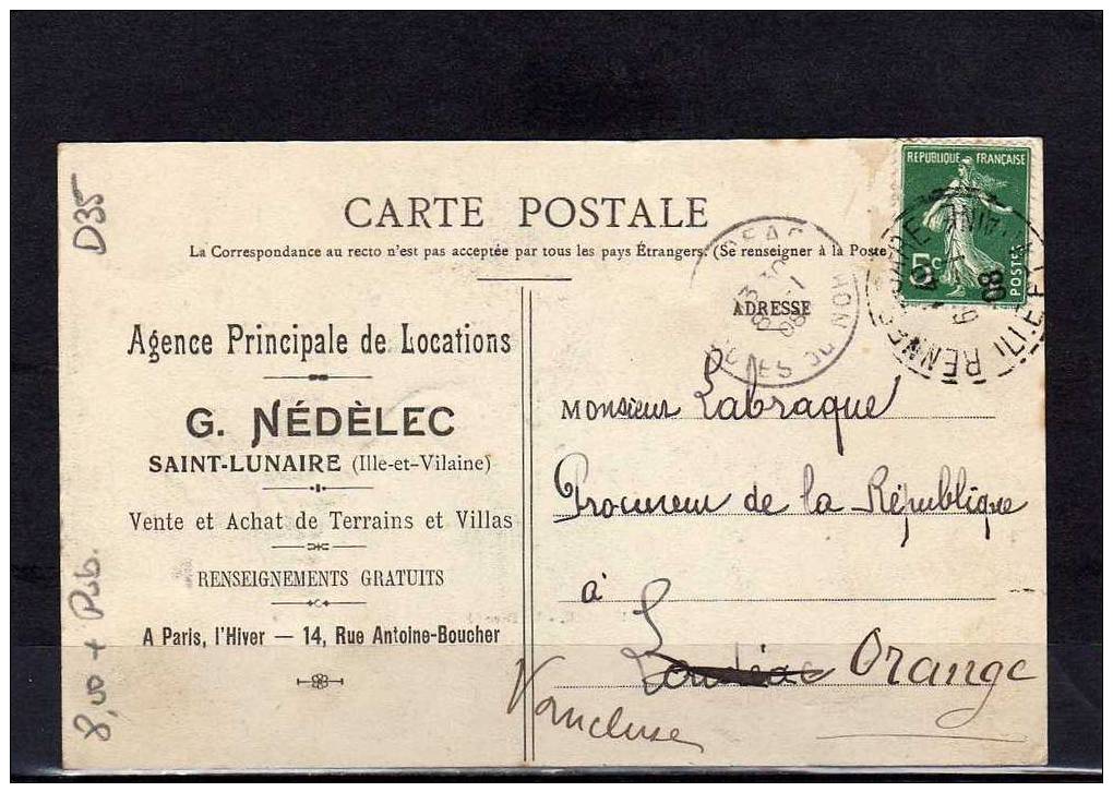 35 ST LUNAIRE Décollé, Vue Générale, Pub Verso "Agence Immobilière Location G. Nédèlec", Ed GN, 1908 - Saint-Lunaire