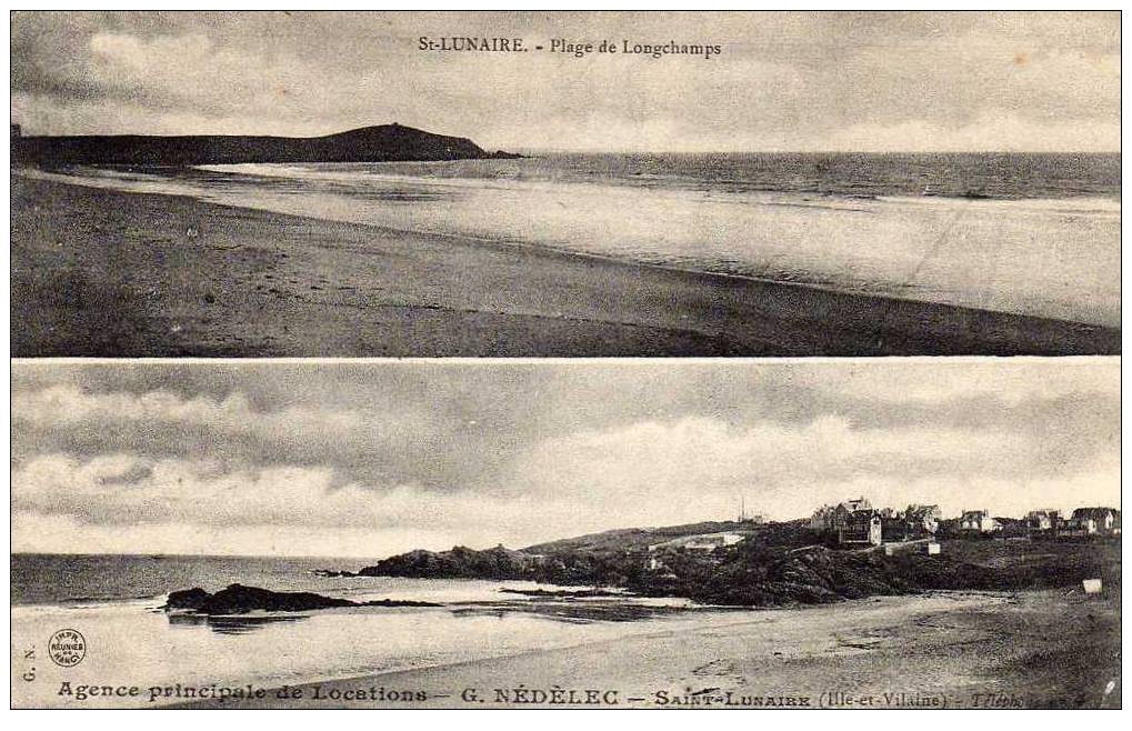 35 ST LUNAIRE Plage De Longchamp, Multivue, Pub "Agence Immobilière Location G Nédèlec, Ed GN, 1908 - Saint-Lunaire