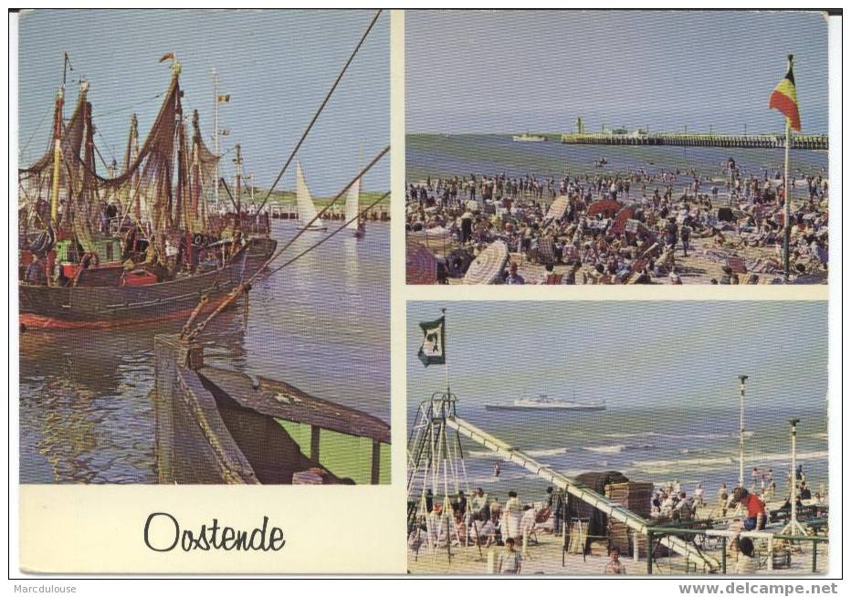 Oostende. Ostende. 3 Zichten: Visserssloepen, Pier, Maalboot, Strand. 3 Vues: Chaloupes De Pêche, Estacade, Malle, Plage - Oostende