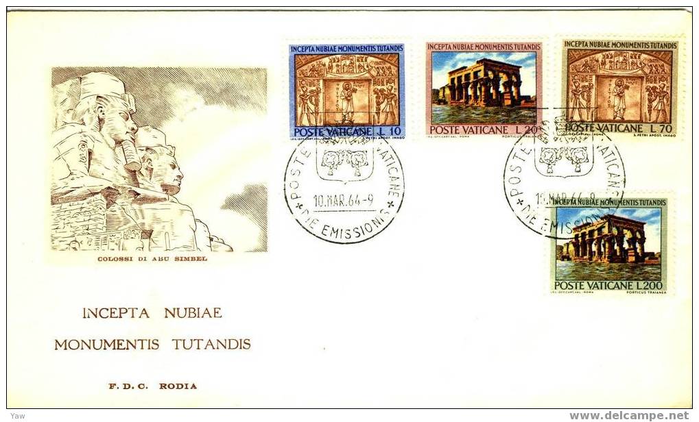 VATICANO FDC 1964 INCEPTA NUBIAE MONUMENTIS TUTANDIS - UNESCO