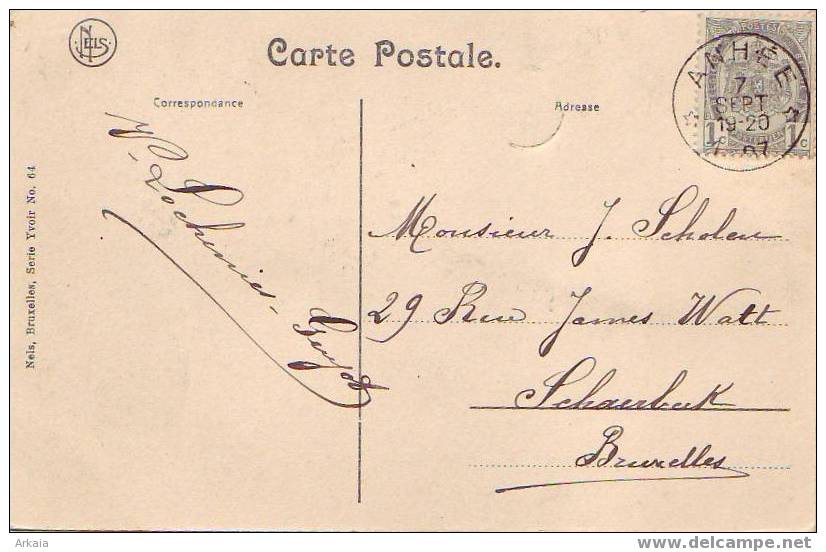 HOUX = Le Gardien Des Ruines De Poilvache - Carte Animée + Relais Anhée (Nels) 1907 - Yvoir