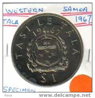 SAMOA $1 TALA EMBLEM FRONT  MAN HEAD BACK 1967 1ST ISSUE SPECIMEN PROOF LIKE  KM7 READ DESCRIPTION CAREFULLY !!! - Samoa