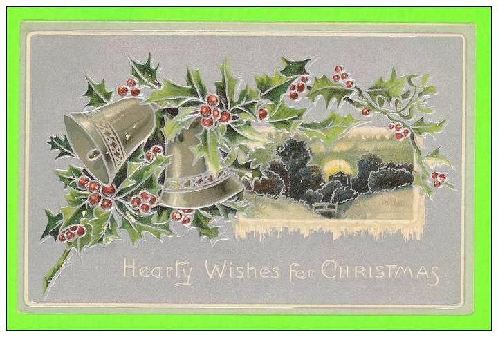 NOEL - HEARTY WISHES FOR CHRISTMAS - CARD TRAVEL IN 1909 - EMBOSSED - DAVIDSON BROS PICTORIAL - - Other & Unclassified