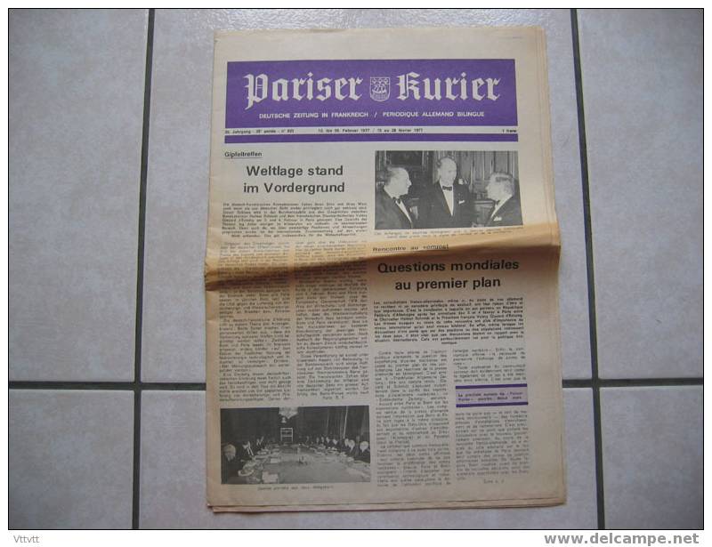 PARISER KURIER, N° 853, 15 Au 28 Février 1977 : Deutche Zeitung In Frankreich, Periodique Allemand Bilingue - Andere & Zonder Classificatie