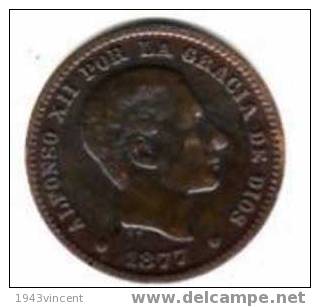 M 122 - CINCO CENTIMOS 1877  Om ALFONSO XII - Comme Neuve - -  Collections