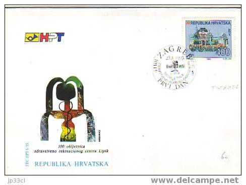 FDC "Centenaire De La Station Thermale Et Du Centre Récréatif De Lipik", Zagreb, 25/3/1993 - Croatie