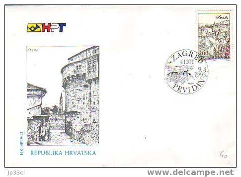 FDC "Les Villes De Croatie : Pazin", Zagreb, 9/4/1993 - Croatie