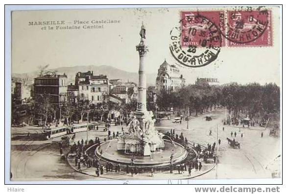 Cpa 13 MARSEILLE Place Castellane Fontaine Cantini - Animée Tramway Tres Belle Carte - Castellane, Prado, Menpenti, Rouet