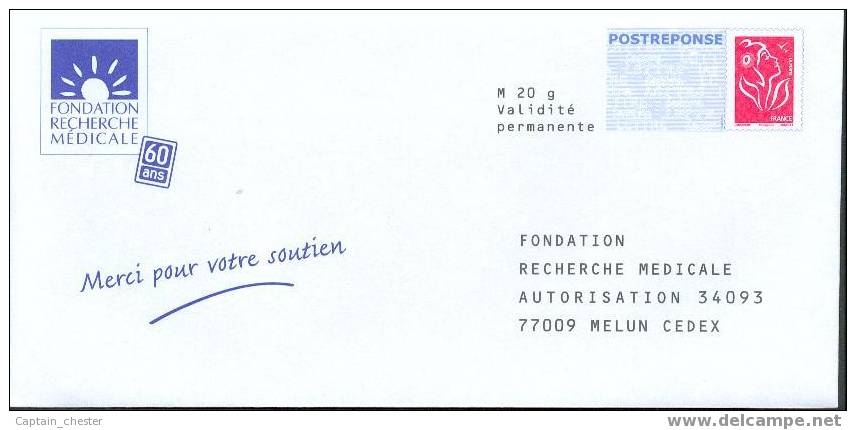 Postréponse FONDATION RECHERCHE MEDICALE NEUF ( 06P672 - Lamouche ) - Prêts-à-poster:Answer/Lamouche