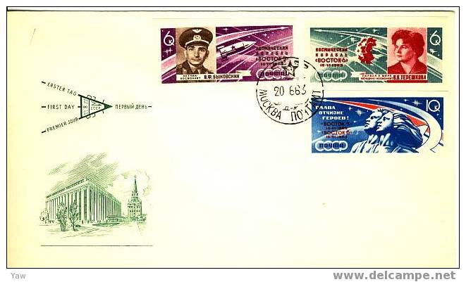 URSS 1963 FDC VOLI DI VOSTOK V E VI: BIKOVSKI E VALENTINA TERECHKOVA. NON DENTELLATI - Russie & URSS