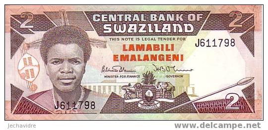 SWAZILAND   2 Emalangeni   Non Daté (1987)   Pick 13a     ***** BILLET  NEUF ***** - Swaziland