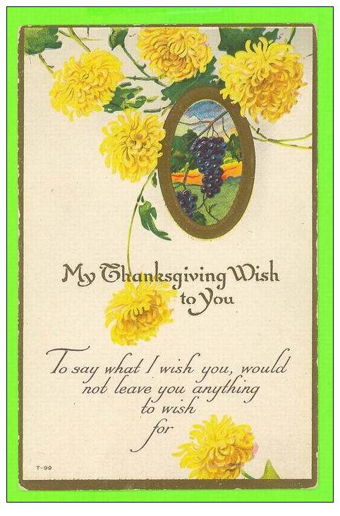 THANKSGIVING - MY THANKSGIVING WISH TO YOU - EMBOSSED - - Thanksgiving