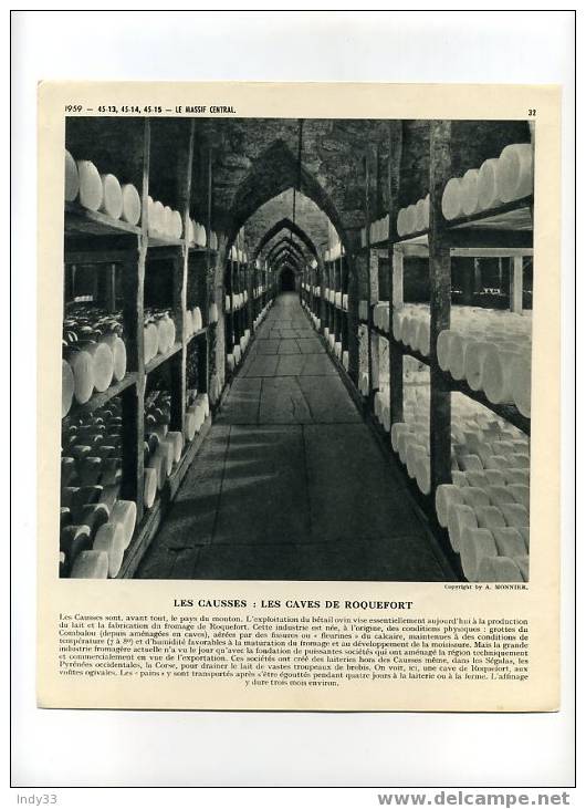 - FRANCE . LES CAUSSES : LES CAVES DE ROQUEFORT  . REPRO DE PHOTO . LA DOCUMENTATION PHOTOGRAPHIQUE 1959 - Altri & Non Classificati