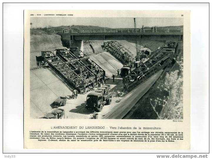 - L´AMENAGEMENT DU LANGUEDOC : VERS L´ABANDON DE LA MONOCULTURE  . REPRO DE PHOTO . LA DOCUMENTATION PHOTOGRAPHIQUE 1958 - Sonstige & Ohne Zuordnung