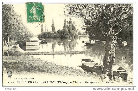 69. BELLEVILLE-SUR-SAÔNE. ETUDE ARTISTIQUE SUR LA SAÔNE. BEAU PLAN. - Belleville Sur Saone