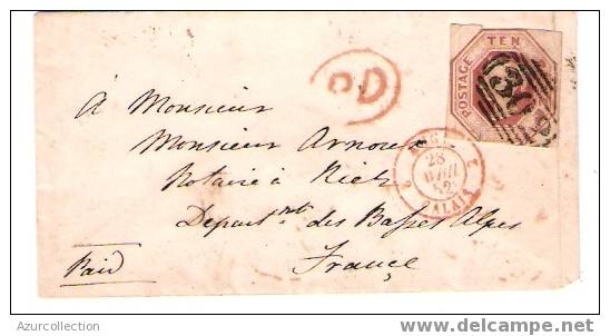 LETTRE AVEC LE 10 PENCE POUR RIEZ.04 - Storia Postale