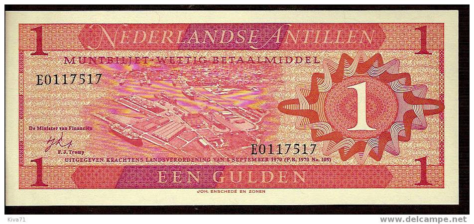 1 Gulden "Antilles Néerlandaises" 8 Septembre 1970  P20  UNC  Bc72 - Antille Olandesi (...-1986)