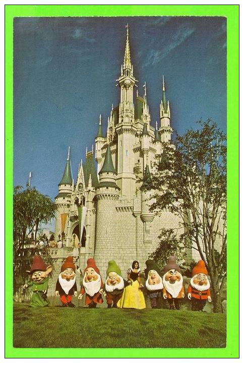 DISNEY - CINDERELLA CASTLE - SEVEN DWARFS - CARD TRAVEL IN 1977 - - Disneyworld