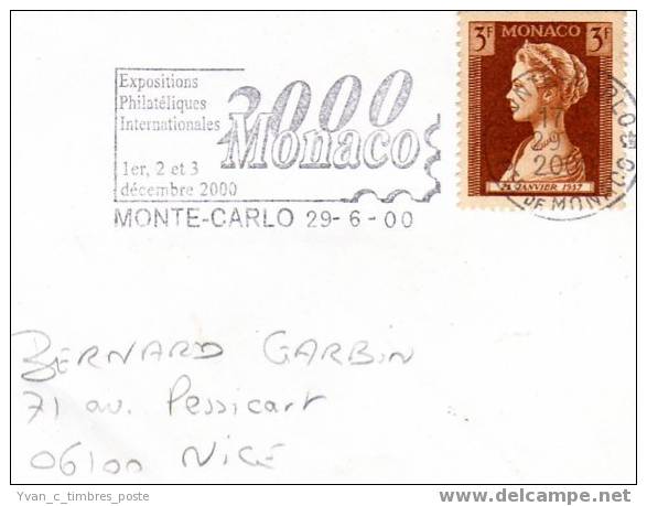 MONACO LETTRE PRINCESSE GRACE - Marcophilie