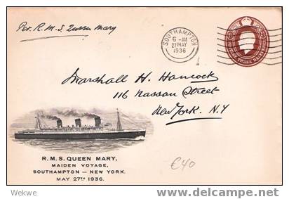 BD013 / Queen Mary – Jungfernreise 1936 (Schiffsbrief, Ship Mail) - Briefe U. Dokumente