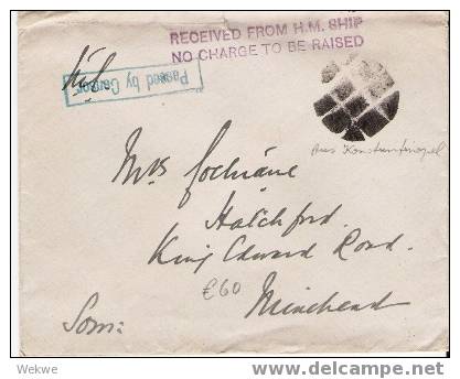 BD027 /  BRIT. LEVANT - Marine Feldpost Aus Konstantinopel, Zensiert,mit  H.M. Ship Stempel - Brits-Levant