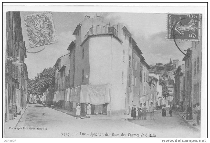 83 // LE LUC / Jonction Des Rues Des Carmes Et D´Italie, Phototypie Lacour 3305 / ANIMEE - Le Luc