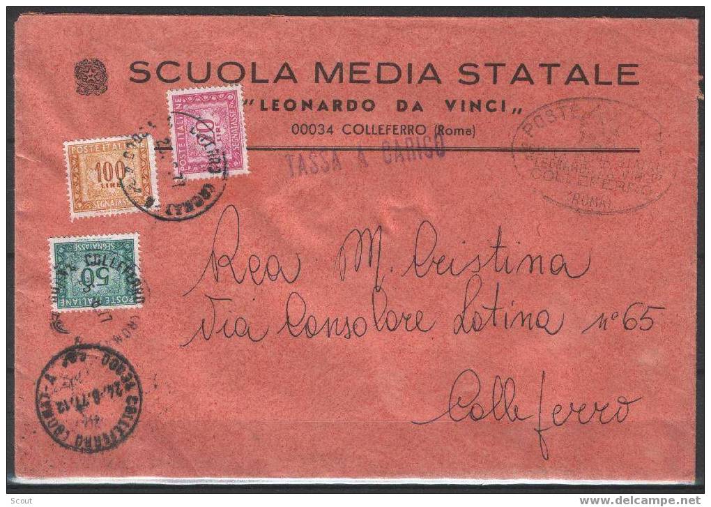 ITALIA - ITALIE - ITALY - 24/08/1977 - BUSTA CON SEGNATASSE DA LIRE 20/50/100 (°) - Taxe