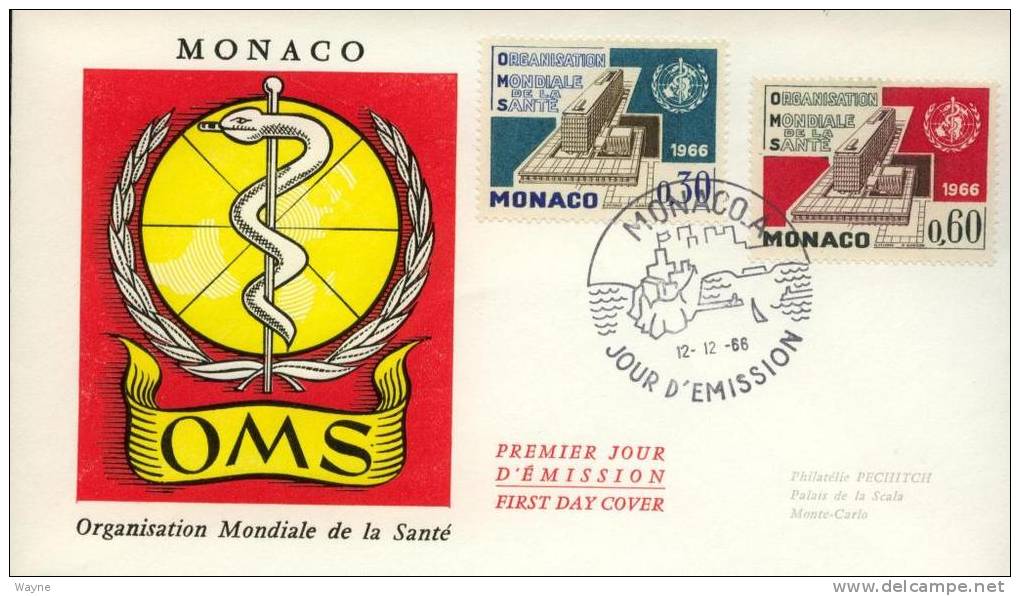 FDC - Enveloppe Premier Jour - Monaco - Organisation Mondiale De La Santé - Genève - OMS