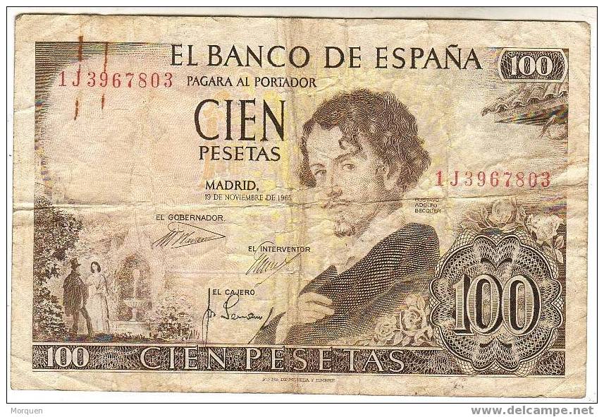 Billete 100 Pesetas Becquer 1965 - 100 Peseten