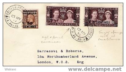 BD077 / Casablanca BPO, Mischfrankatur Franz./brit. Ausgaben. FDC - Lettres & Documents