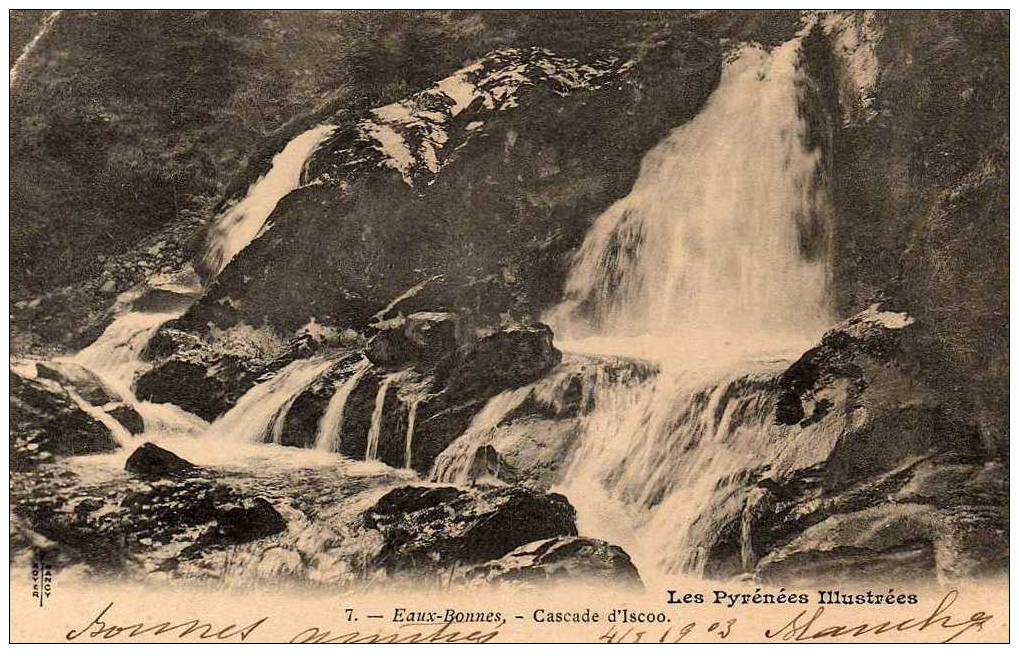 64 EAUX BONNES Cascade D'Iscoo, Ed Royer 7, Pyrénées Illustrées, 1903 - Laruns