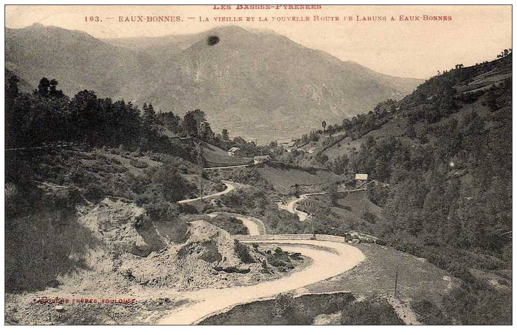 64 EAUX BONNES Route De Laruns, Vieille Et Nouvelle, Ed Labouche 193, Basses Pyrénées, 1908 - Laruns