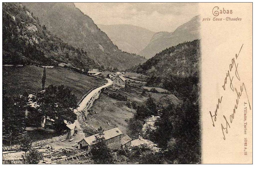 64 EAUX CHAUDES (environs) Gabas, Vue Générale, Ed Villatte 10762, 190?, Dos 1900 - Laruns