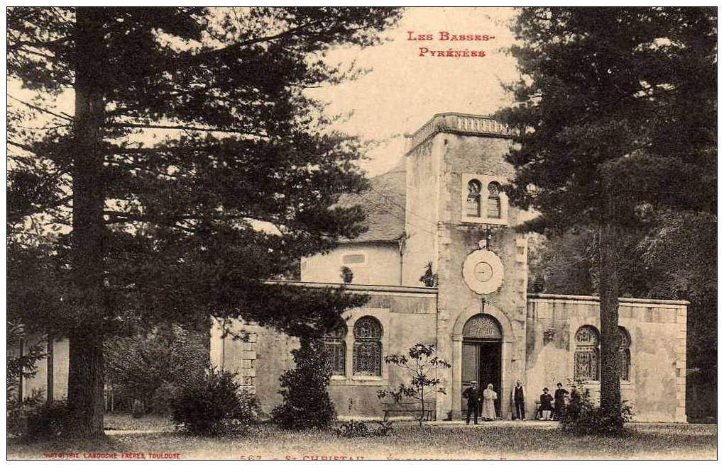 64 ST CHRISTAU Etablissement Des Bains, Thermes, Animée, Ed Labouche 567, Basses Pyrénées, 1909 - Oloron Sainte Marie