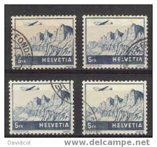 P299.-.SWITZERLAND  /  SUIZA .- 1941 .- 5 Fr. CHURFIRSTEN .- SCOTT # C41. USED LOT - Used Stamps