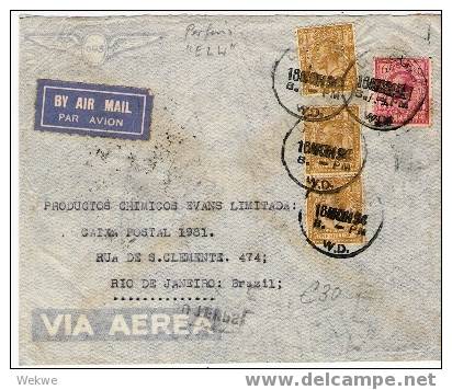 GBG004 / Firmenluftpost Nach Brasilien 1934 – High Rate – Stamps With PERFINS  ELW - Briefe U. Dokumente