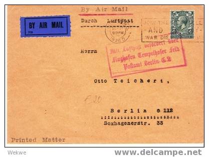 GBG005 / 1926 – Drucksache Per Luftpost Nach Berlin Postamt E 2 - Briefe U. Dokumente