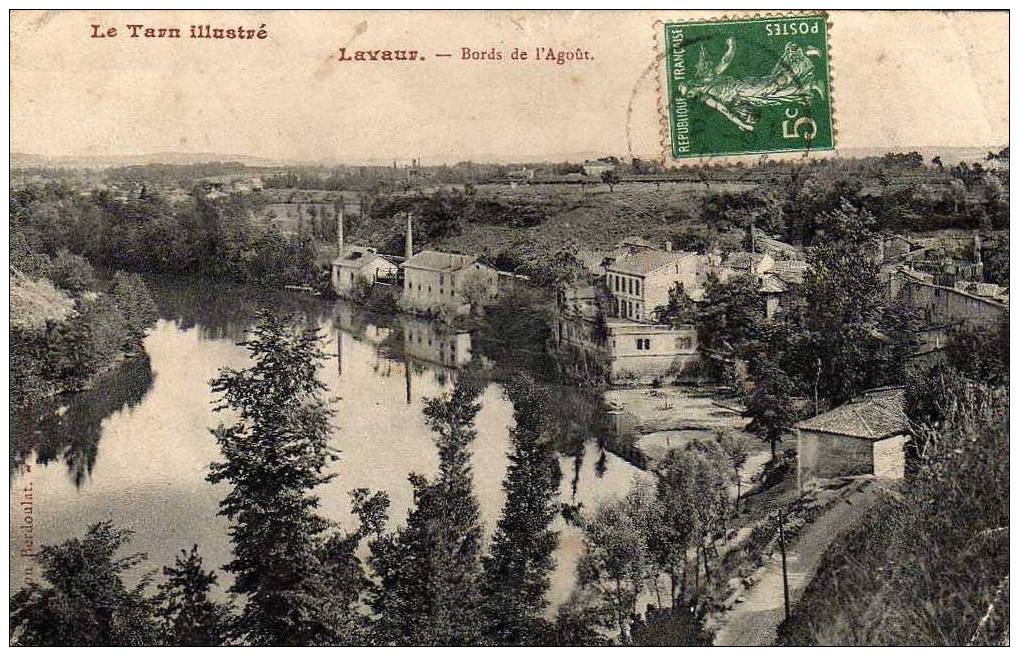 81 LAVAUR Bords De L'Agout, Vue Générale, Carte Taxée, Ed Berdoulat, Tarn Illustré, 1909 - Lavaur
