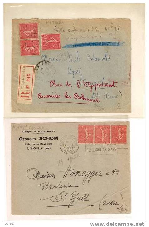 2 LETTRES   SEMEUSE LIGNEE. - 1903-60 Semeuse Lignée